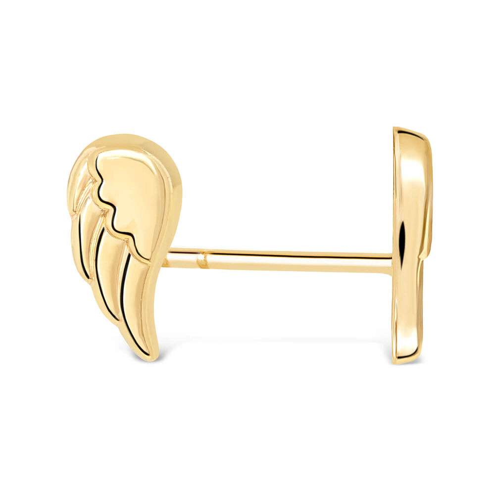 9ct Yellow Gold Polished Small Feather Kids Stud Earrings