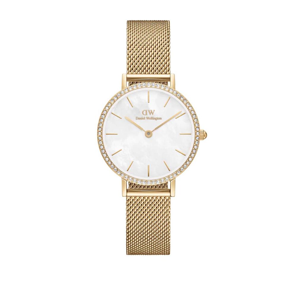 Daniel Wellington Petite Lumine Bezel Evergold 28mm MOP Dial Bracelet Watch image number 0