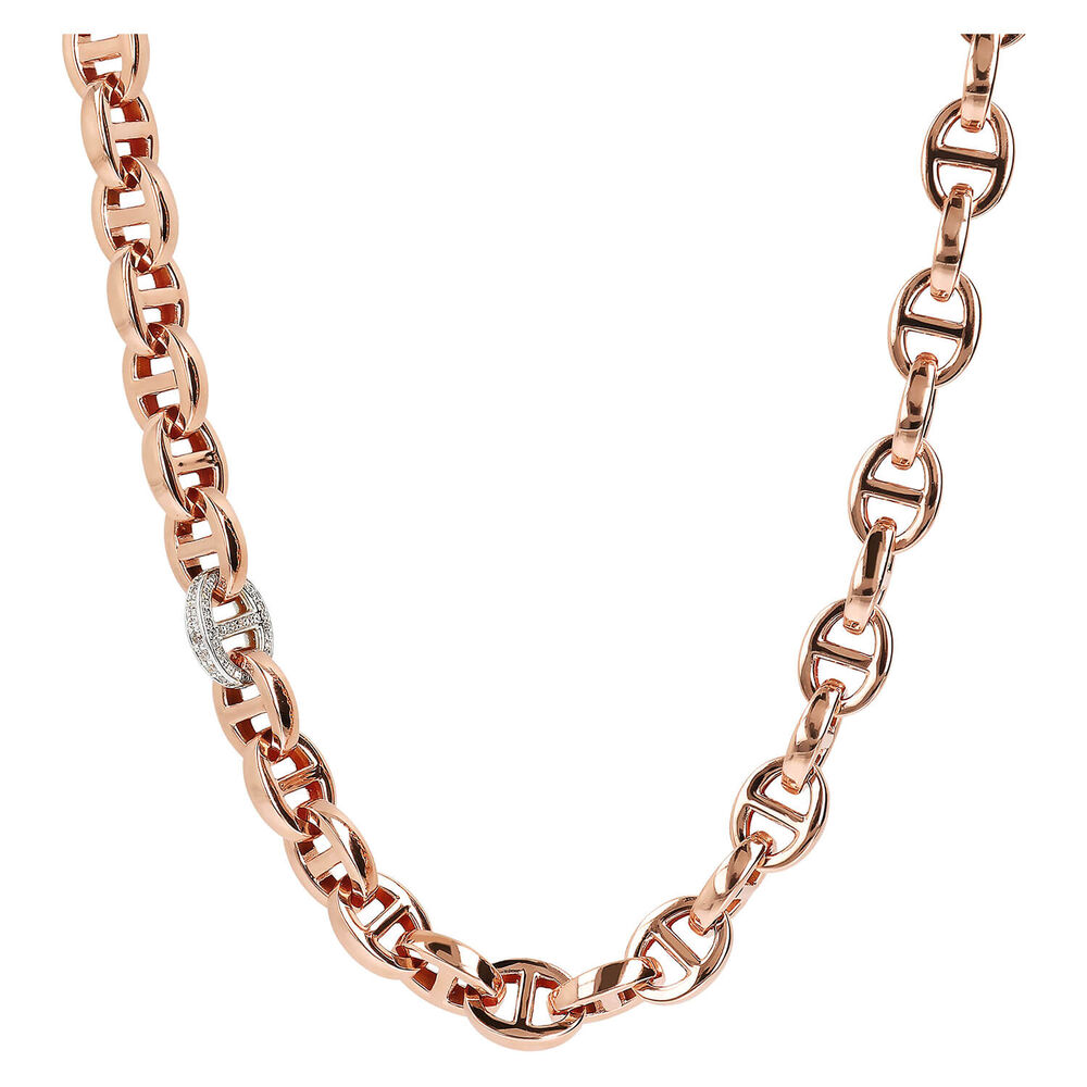 Bronzallure Altissima Collection Anchor Link Cubic Zirconia Ladies Necklet