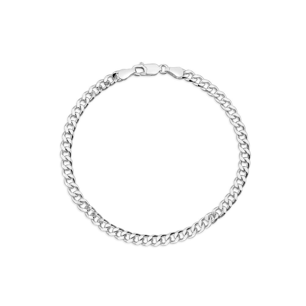 Sterling Silver Diamond Cut Curb Mens Bracelet