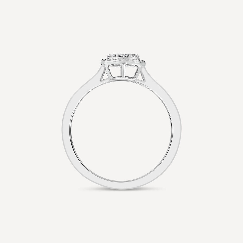 18ct White Gold Round 0.32ct Halo Diamond Shoulders Ring