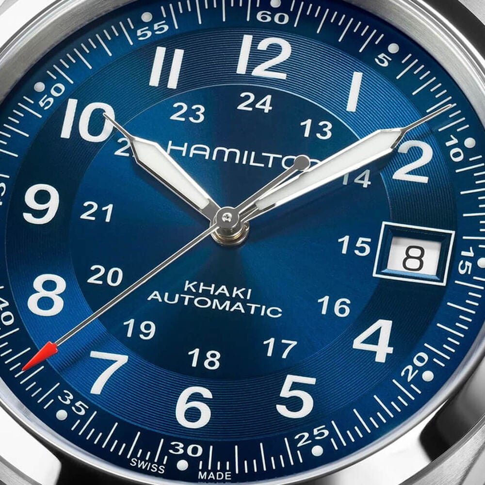 Hamilton Khaki Field 38mm Blue Dial Brown Leather Strap Watch