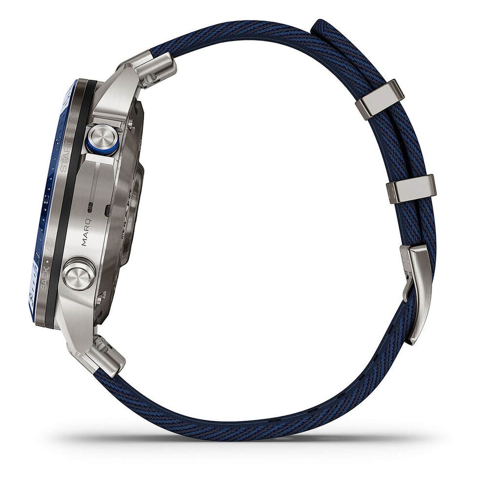 Garmin MARQ® Captain (Gen 2) 46mm Titanium Case Blue Ceramic Bezel Strap Watch image number 4
