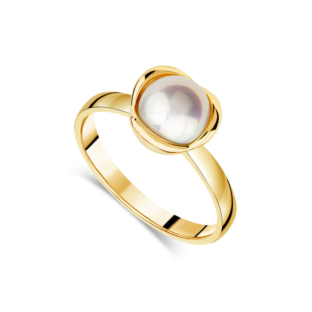 9ct Yellow Gold Freshwater Cultured Pearl Flower Ring image number 0