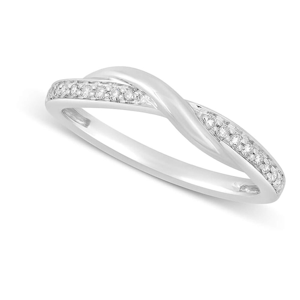 9ct White Gold 0.11ct Diamond 1.42mm Wedding Ring image number 0