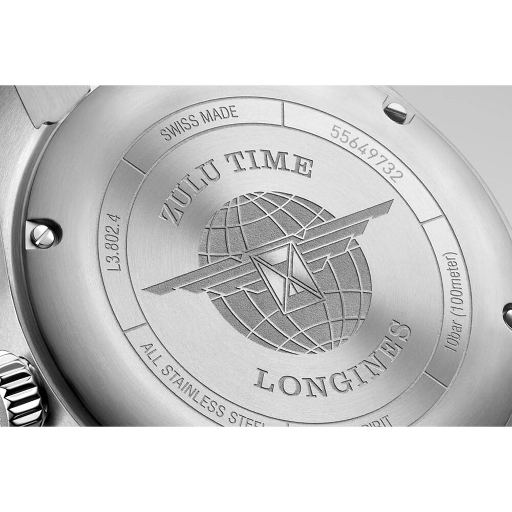 Longines Spirit Zulu 39mm Black Dial Ceramic Case Steel Bracelet Watch image number 3
