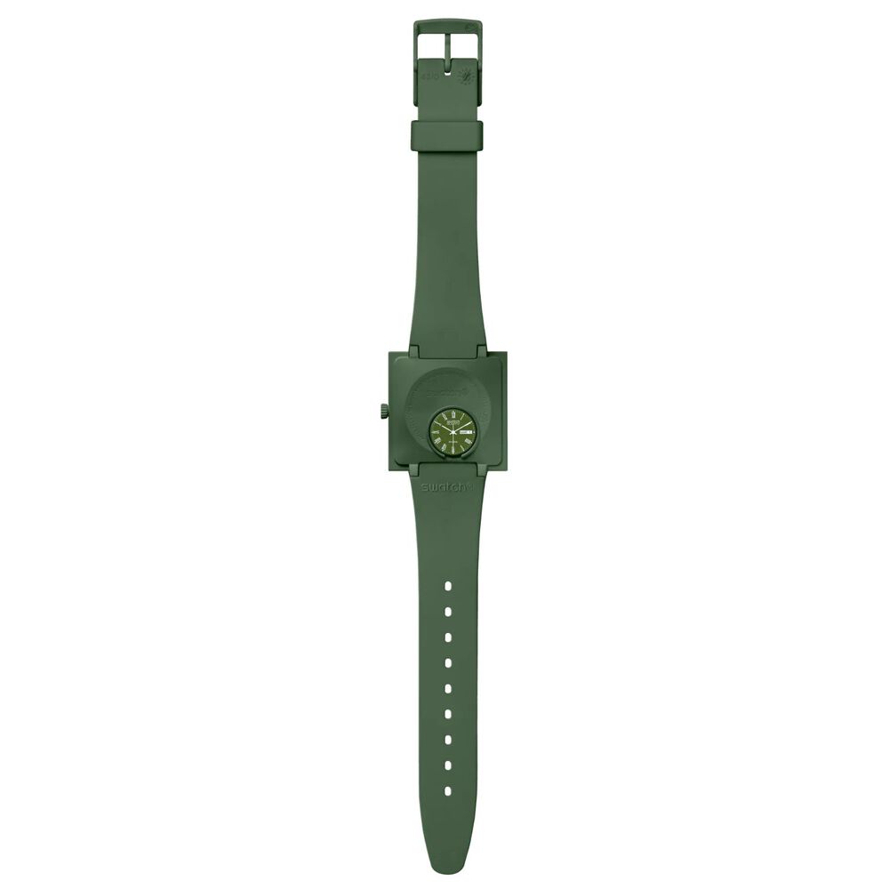 Swatch Bioceramic What if…Green? Square Dial Green Strap Watch image number 4