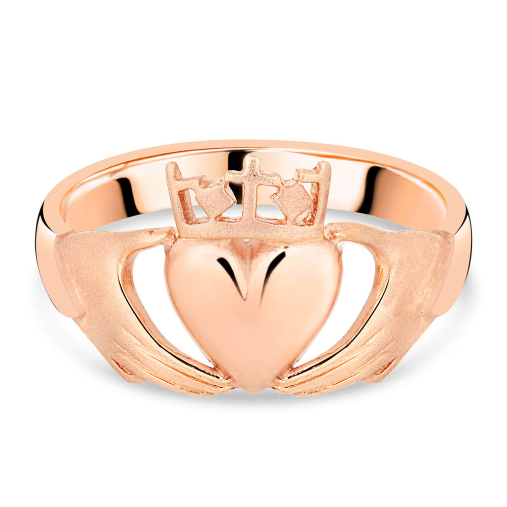 10ct Rose Gold Simple Ladies Claddagh Ring image number 4