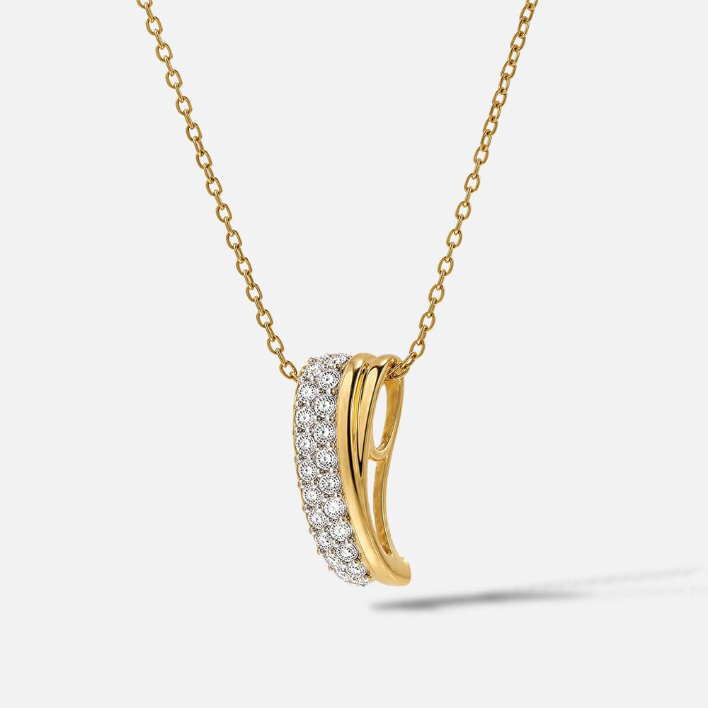 Yellow Gold Plated Vermeil Cubic Zirconia Bar Pendant