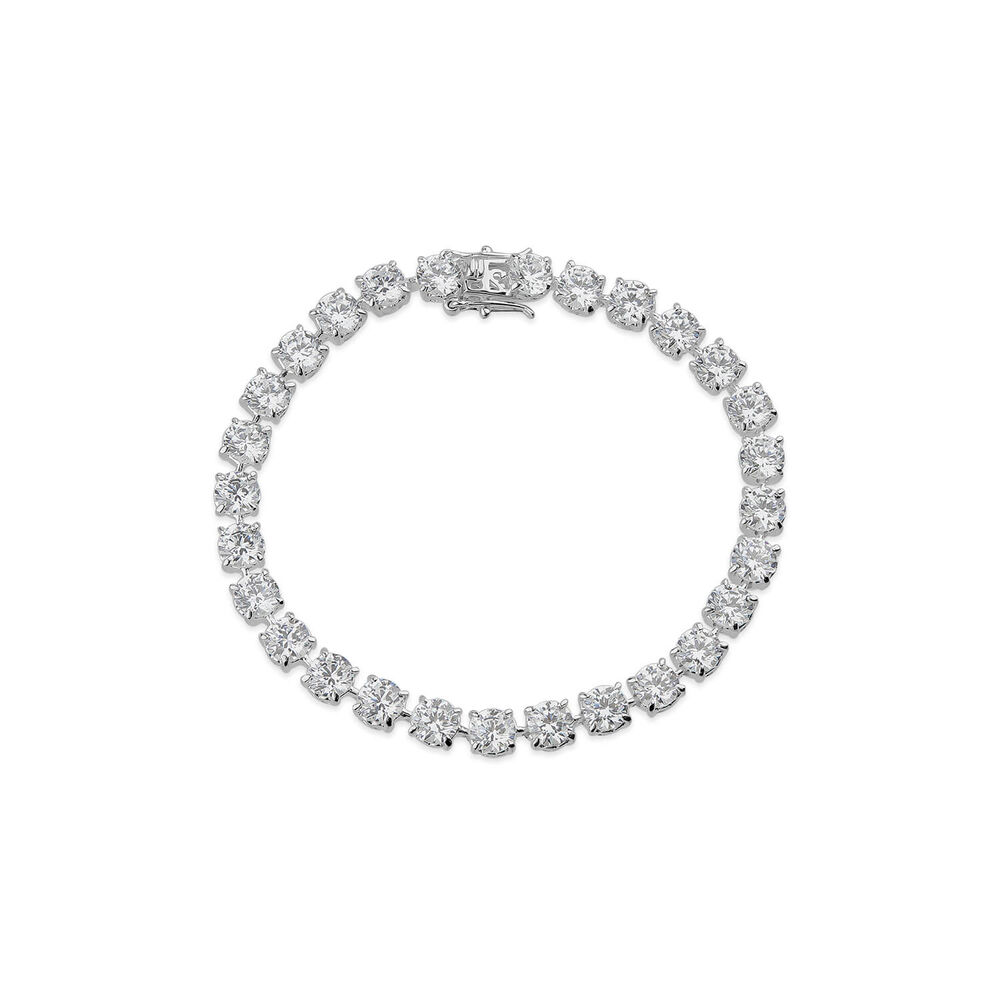 Sterling Silver Cubic Zirconia Claw Set Tennis Bracelet image number 0