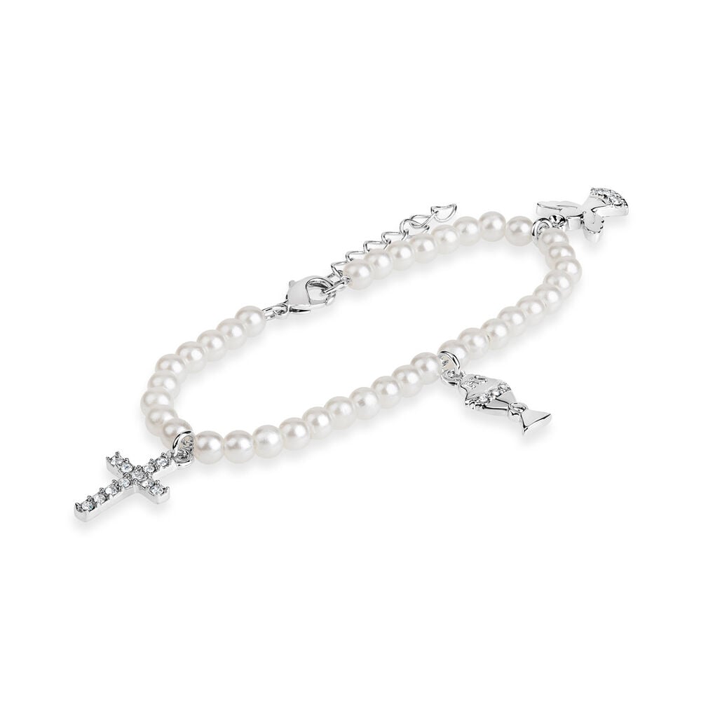 Pearl & Crystal Communion Charm Bracelet