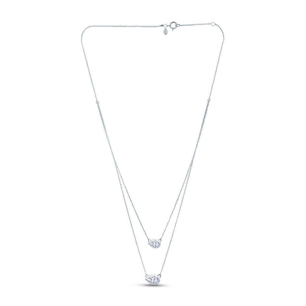 Born Contour 9ct White Gold 0.40ct Pear Lab Grown Diamond Double Necklet
