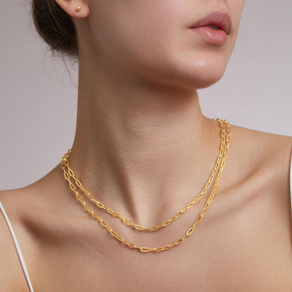 9ct Yellow Gold Paperlink Diamond Cut 18 inch Chain Necklet image number 3