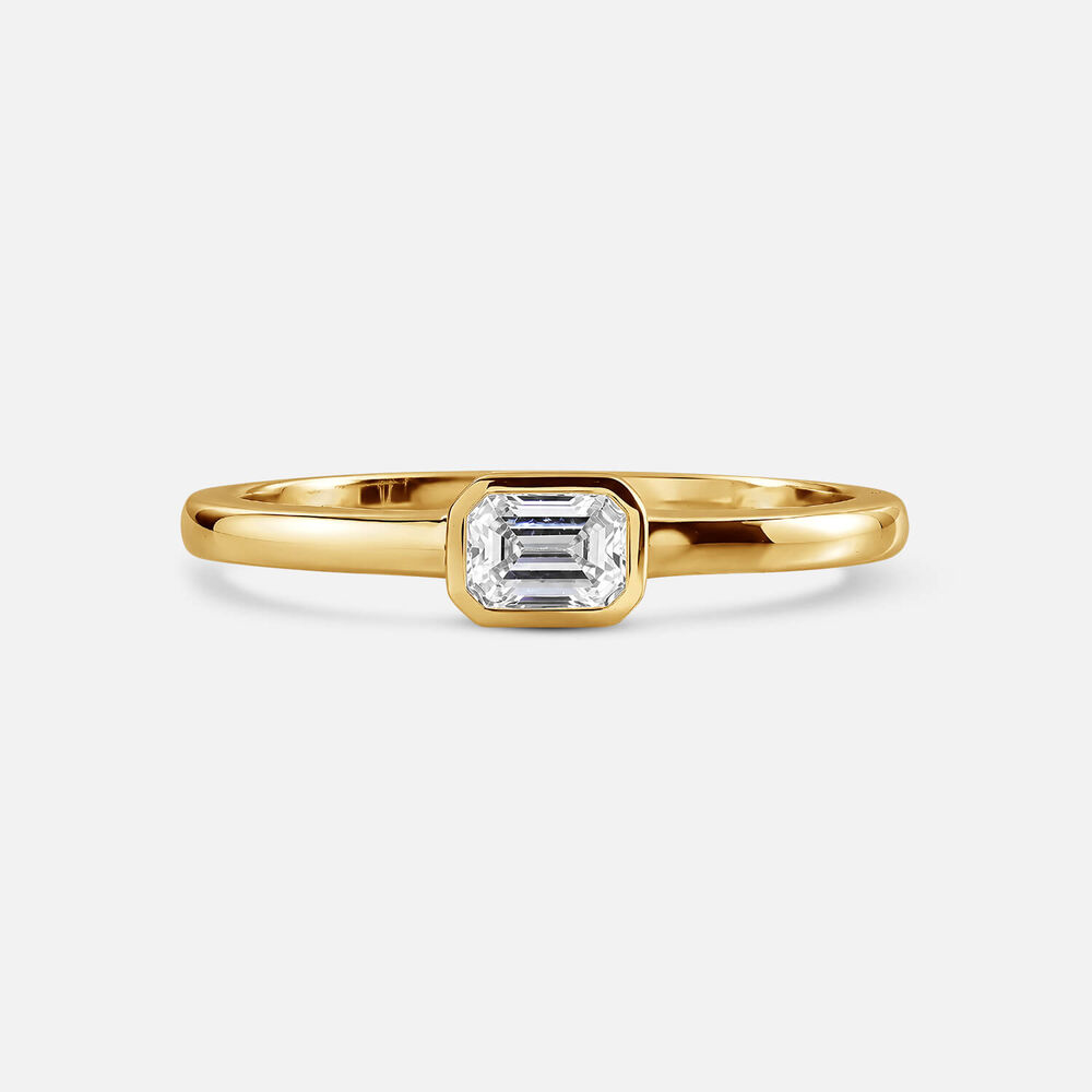 Born Contour 9ct Yellow Gold 0.25ct Emerald Lab Grown Diamond Bezel Set Ring