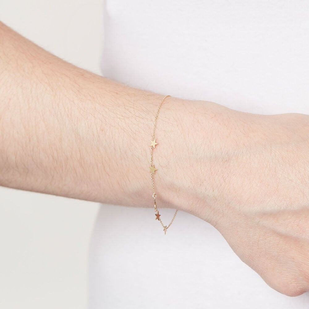 9ct Yellow Gold Moon & Stars Chain Bracelet image number 2