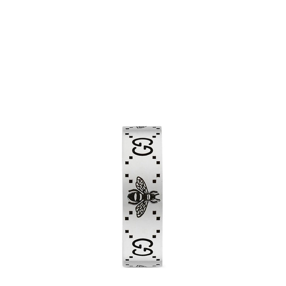Gucci Signature Silver Bee Motif 6mm Ring (Size 18) image number 2