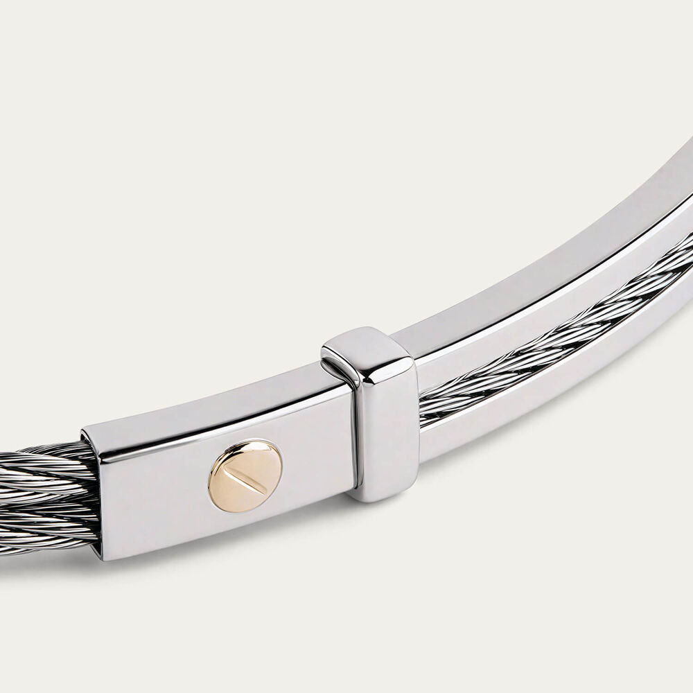 Stainless Steel Wire & Bar 14ct Gold Accent Bracelet