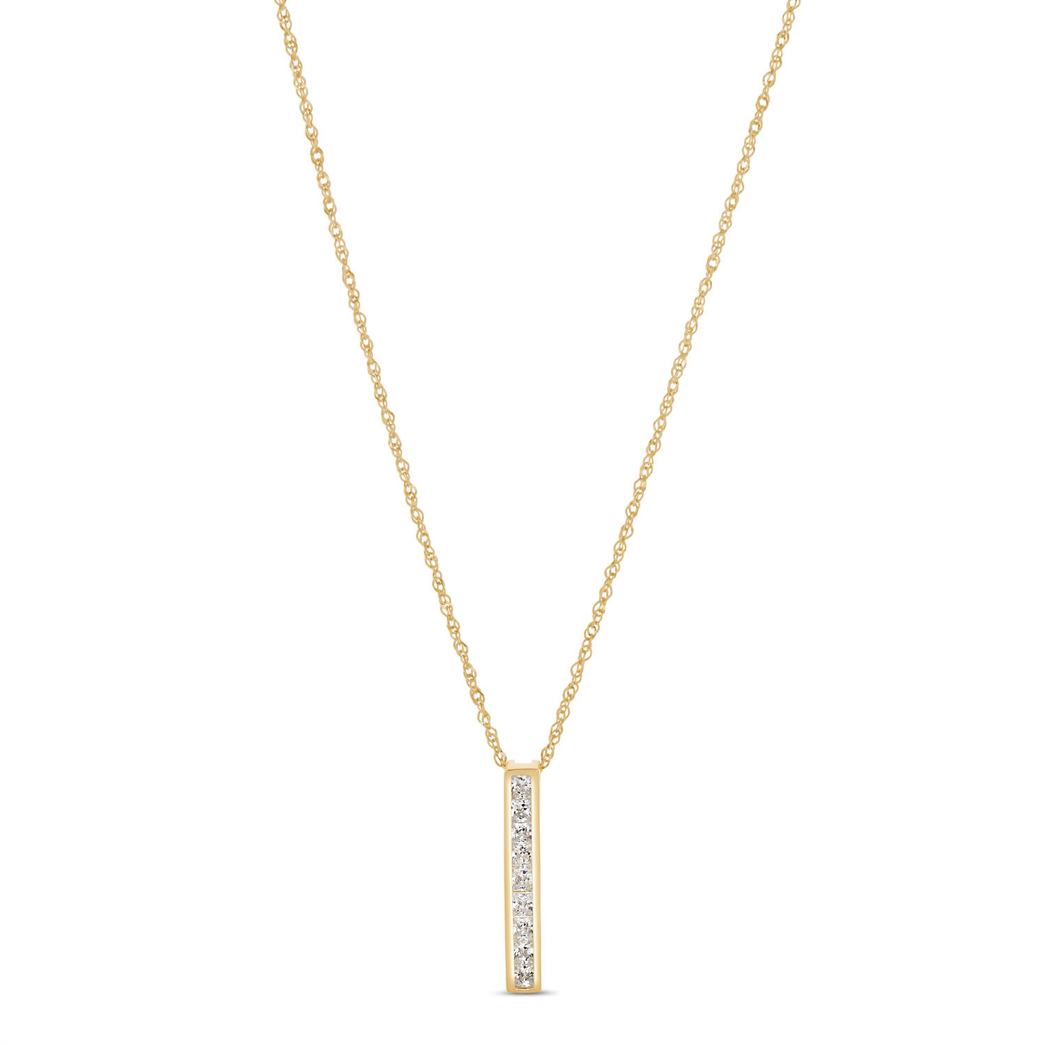 9ct Yellow Gold Channel Set Cubic Zirconia Chain Pendant