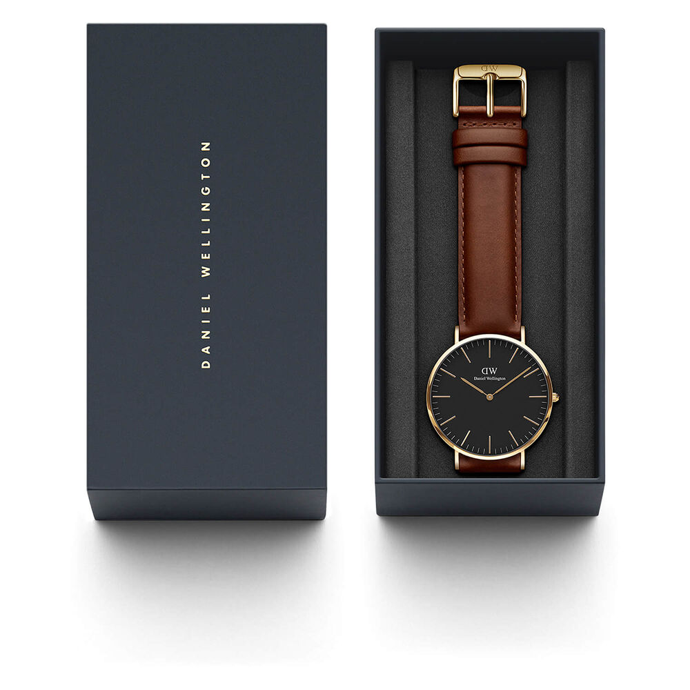 Daniel Wellington Clasic St Mawe's 40mm Black Dial Brown Leather Strap Watch