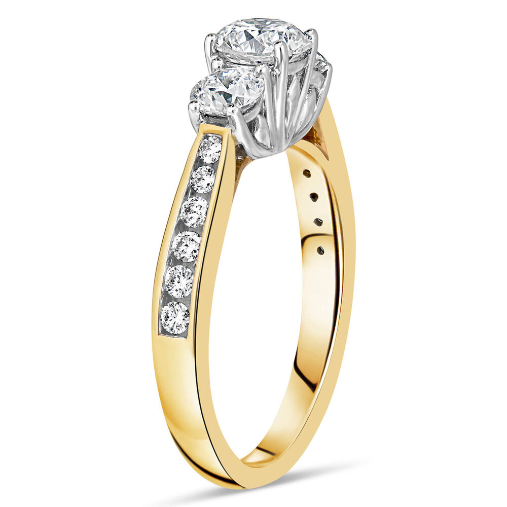 18 Carat Yellow Gold 3 Stone Diamond Channel 1.00ct Ladies Ring image number 4