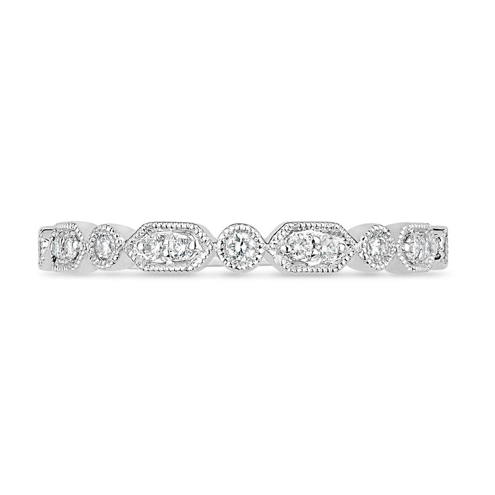 9ct White Gold Vintage Style 0.13ct Diamond Set Wedding Ring image number 1