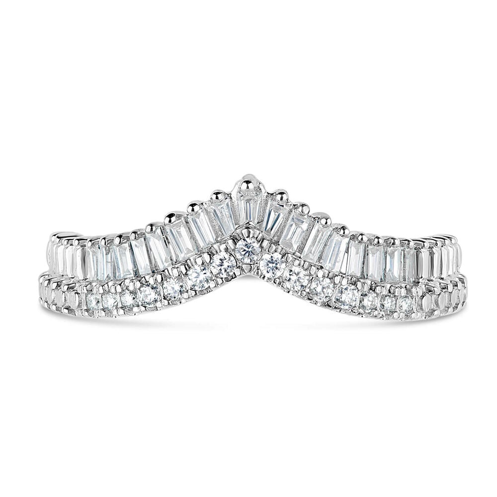 9ct White Gold 2-Row 0.25ct Diamond Wishbone Ladies' Ring image number 1