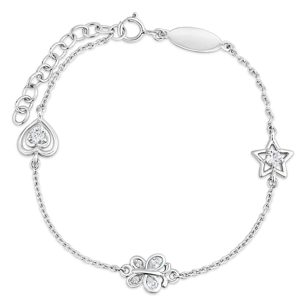 Little Treasure Sterling Silver Cubic Zirconia Children's Charm Bracelet image number 0