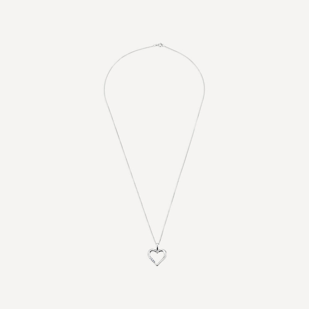 9ct White Gold and Diamond Heart Pendant image number 3