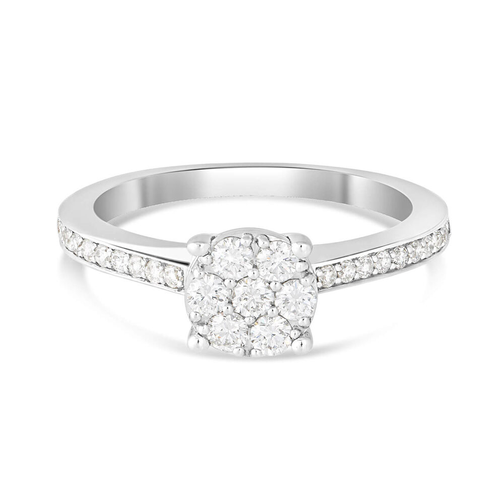 9ct white gold 0.45 carat diamond bridal cluster ring image number 3