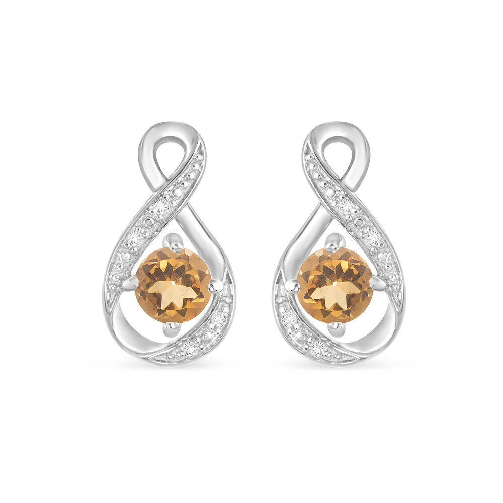 Sterling Silver and Cubic Zirconia November Birthstone Stud Earrings image number 0