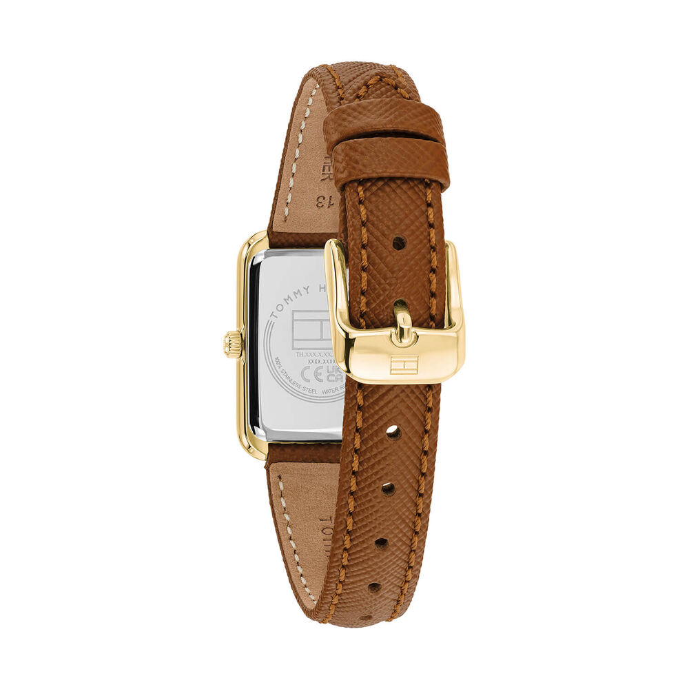 Tommy Hilfiger 28.8x20.5 White Dial Brown Leather Strap Watch