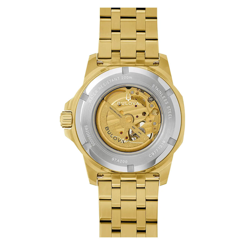 Bulova Marine Star 44mm Gold Dial Yellow Gold Tone Steel Bracelet Watch