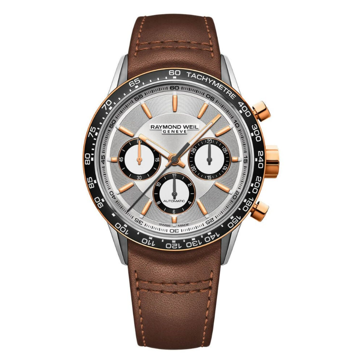 Raymond Weil Freelancer 43.5mm Silver Dial Rose Gold Watch