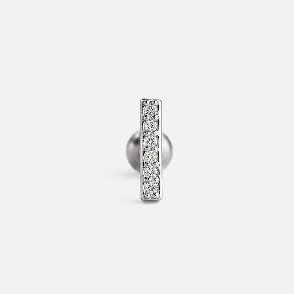 Sterling Silver Cubic Zirconia Bar Single Stud Earring
