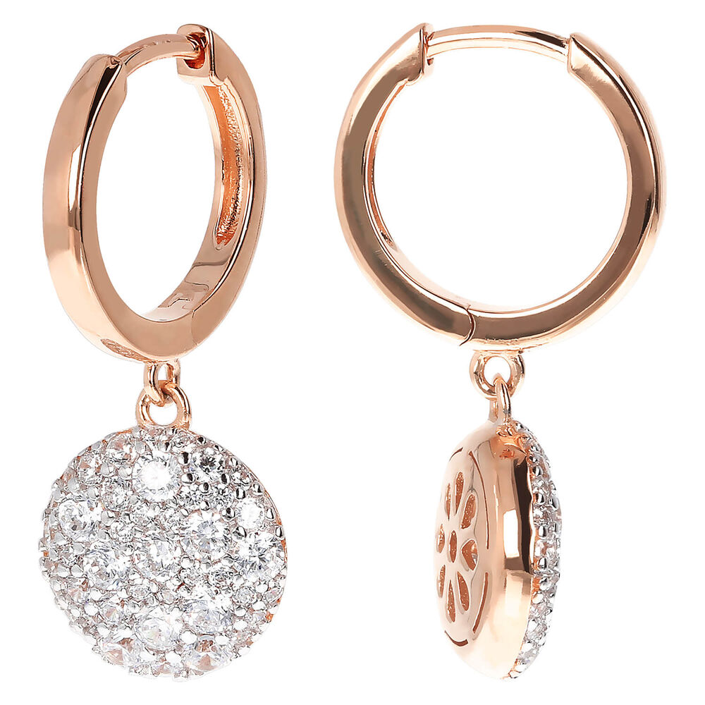 Bronzallure Hoop With Dangle Round Pave Drop Earrings