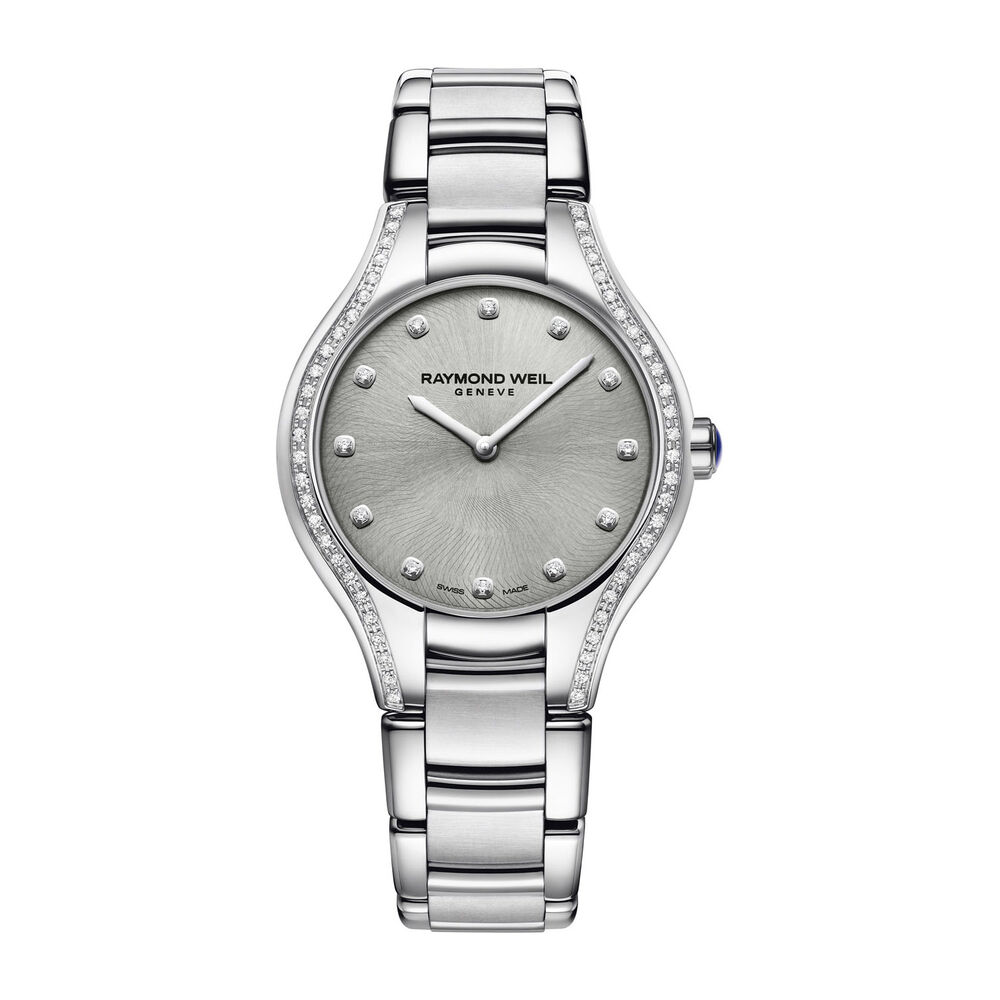 Raymond Weil Noemia Grey Anthracite Diamond Stainless Steel Bracelet Watch