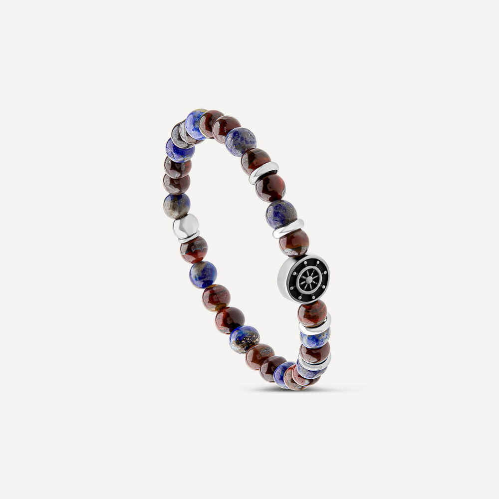 Men's Multicolour Bead Anchor Bracelet image number 2