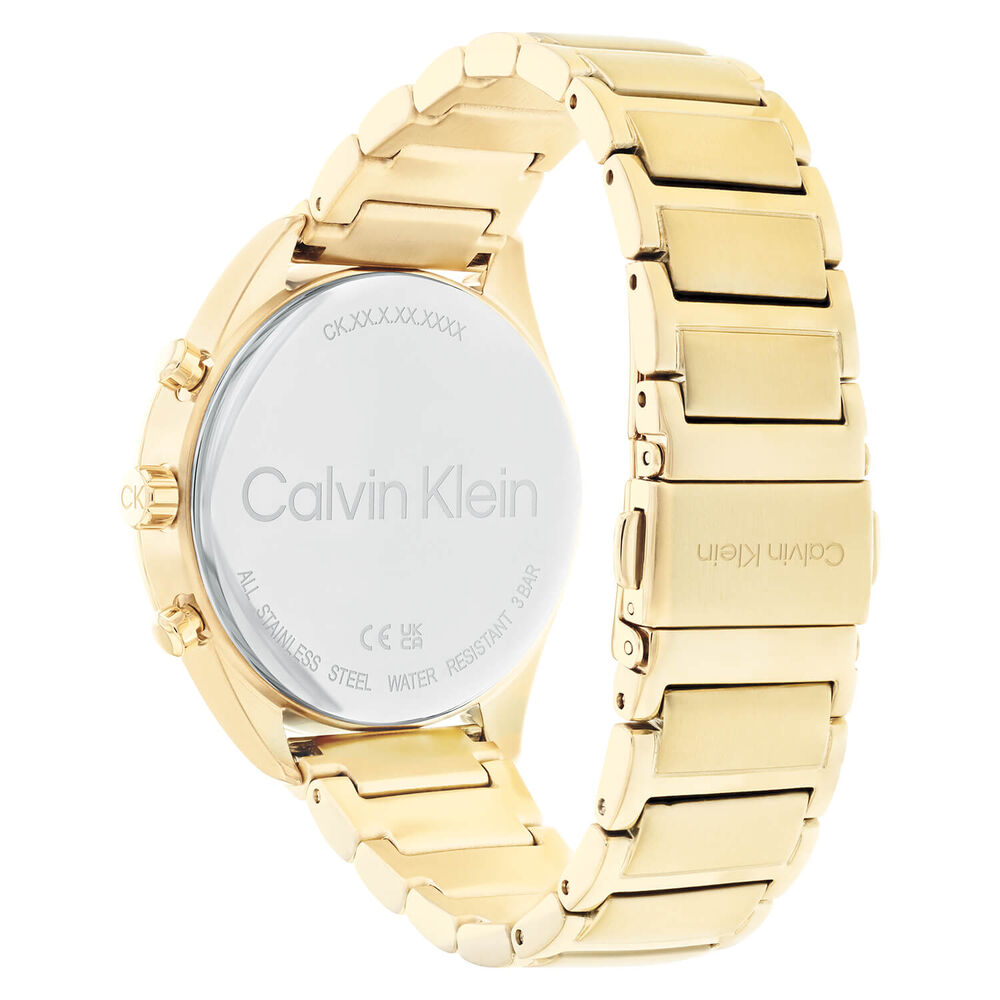 Calvin Klein Sport Ready 38mm Champagne Dial Black Bezel Yellow Gold IP Bracelet Watch