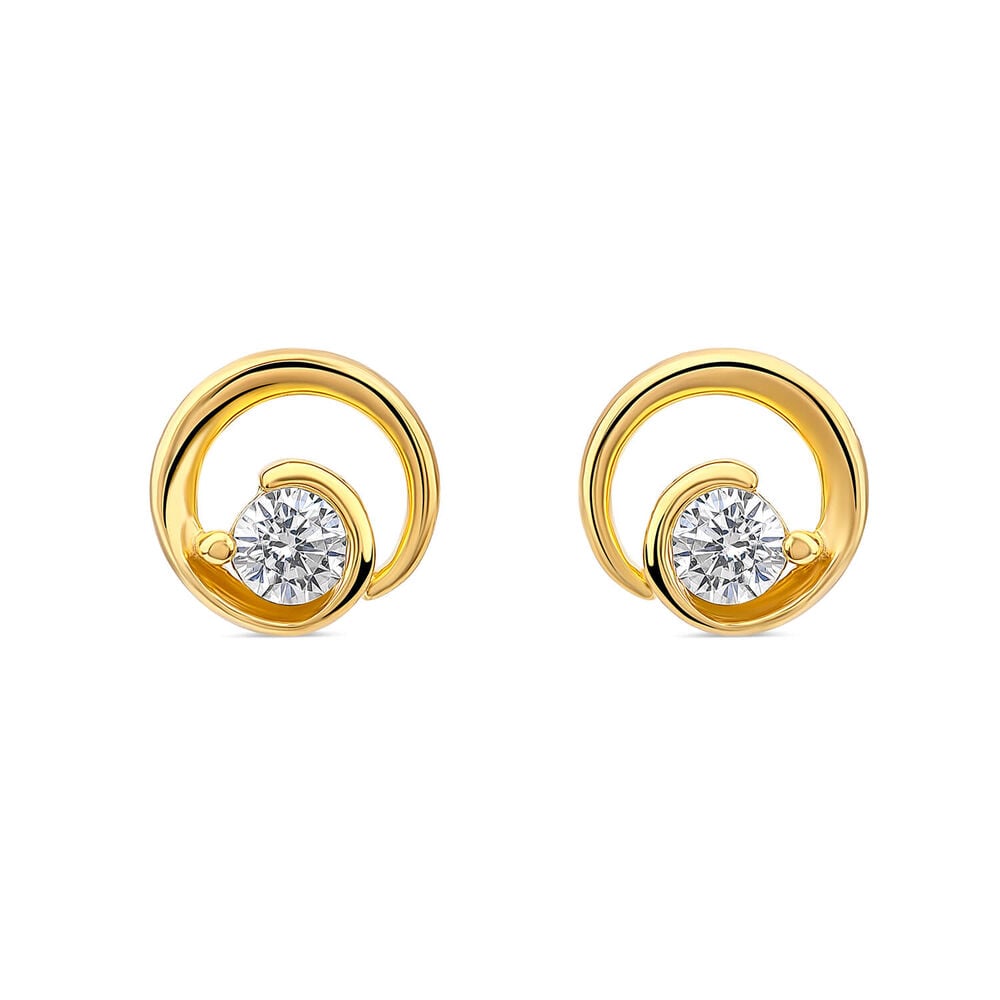 Yellow Gold Plated Sterling Silver Cubic Zirconia Open Swirl Stud Earrings image number 0