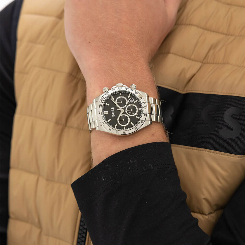 BOSS Hero 2.0 Chronograph 43mm Black Dial Steel Bracelet Watch