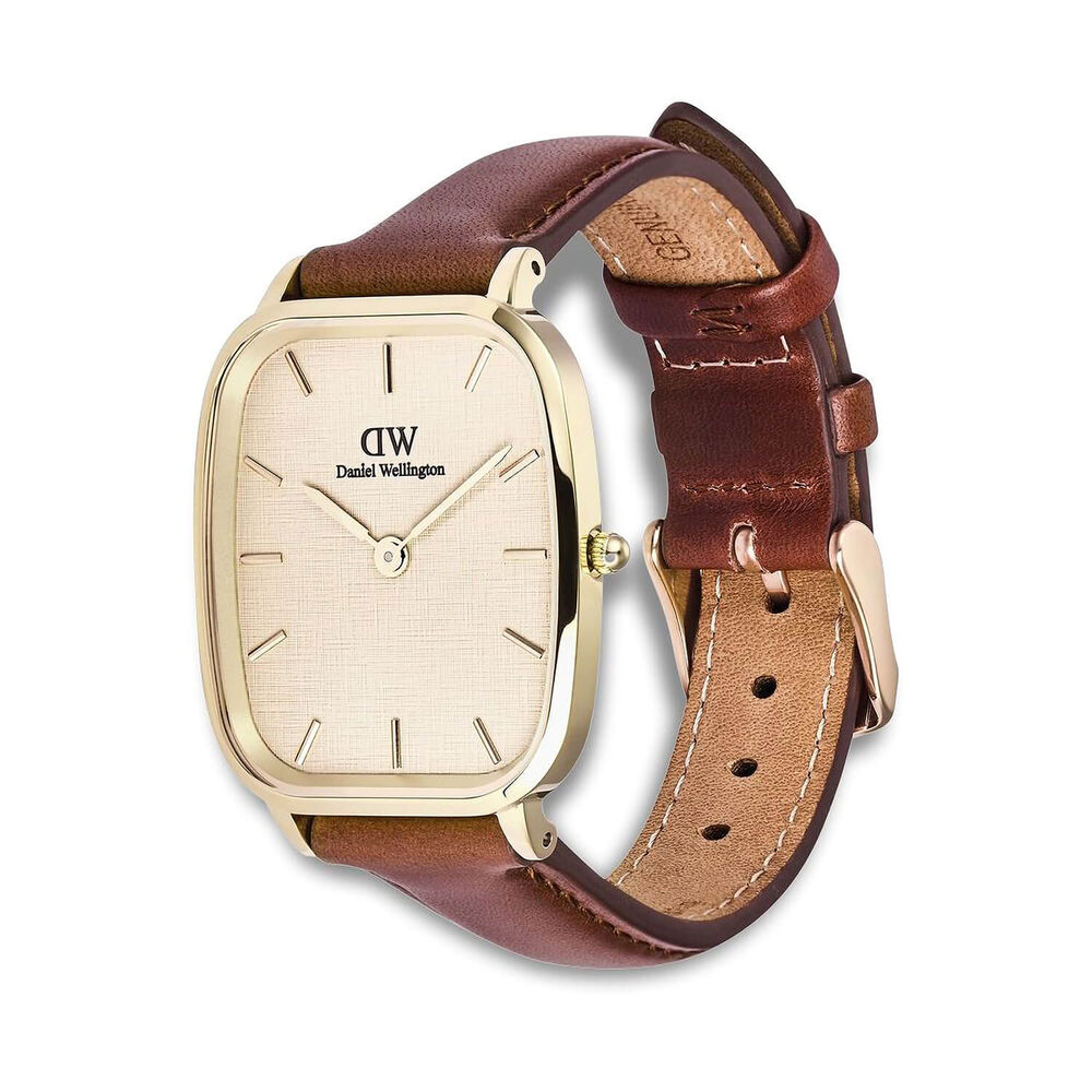 Daniel Wellington Vintage St Mawes Gold 32x36.3mm Dial Brown Leather Strap Watch image number 2