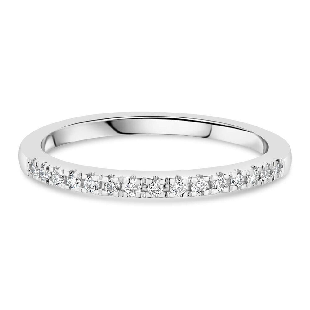 9ct White Gold 0.07ct Diamond Claw Eternity Ring image number 3