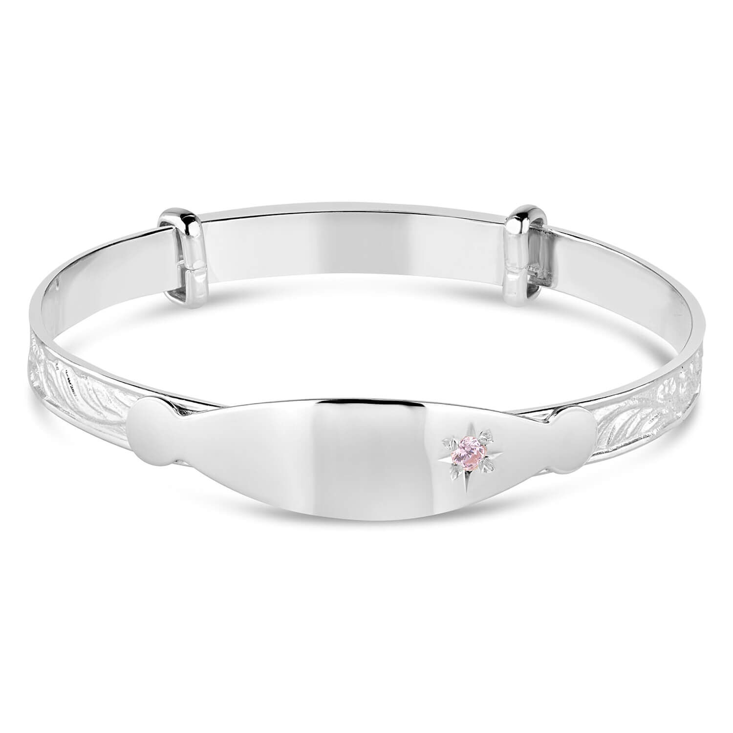 Sterling Silver Baby Pink Cubic Zirconia Plated Bangle