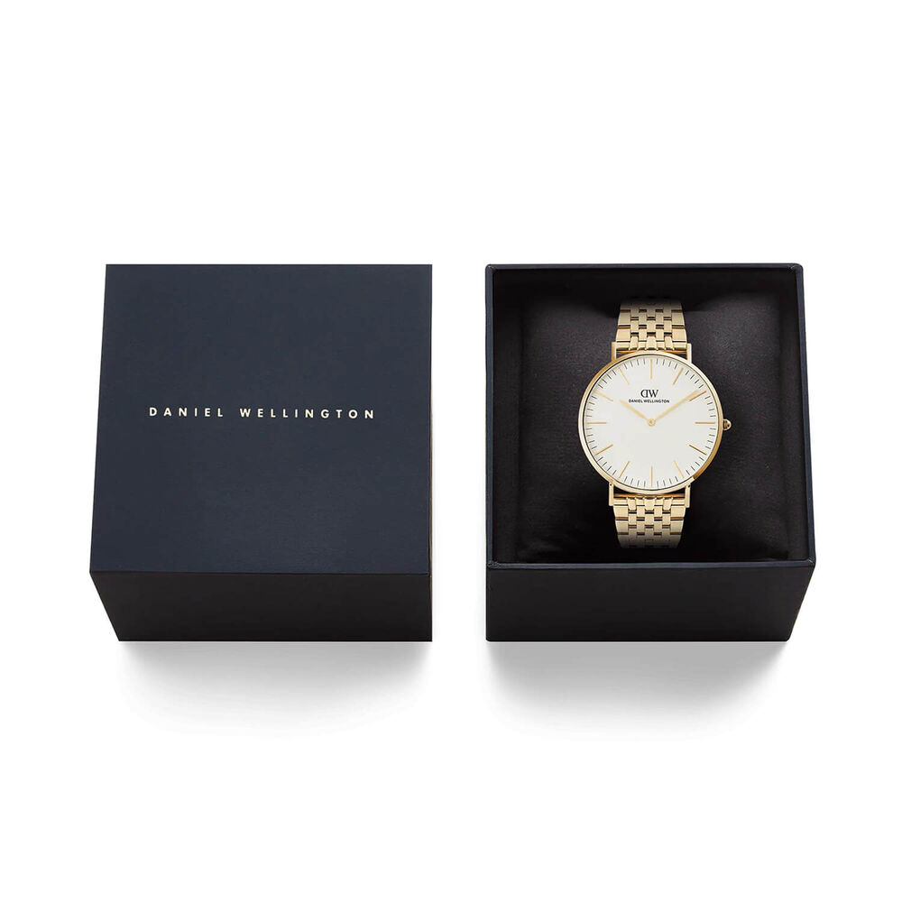 Daniel Wellington Classic 40mm White Dial Gold Tone Stainless Steel Bracelet Watch