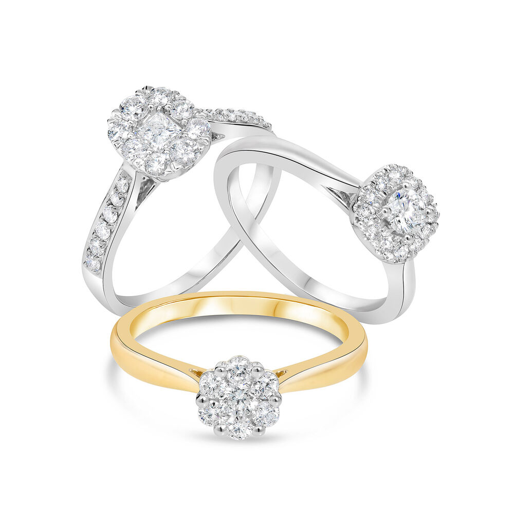 9ct Gold Cluster Blossom 0.33 Carat Diamond Ring image number 5