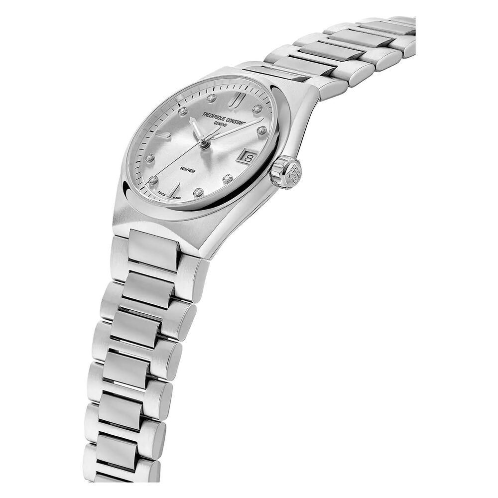 Frederique Constant Highlife Quartz 31mm Silver Diamond Dot Dial Bracelet Watch