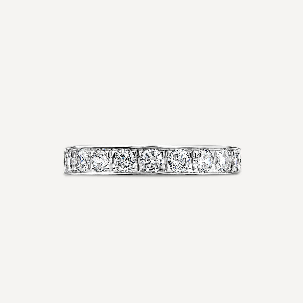 Platinum 3.5mm 0.67ct Diamond Pave Set Wedding Ring