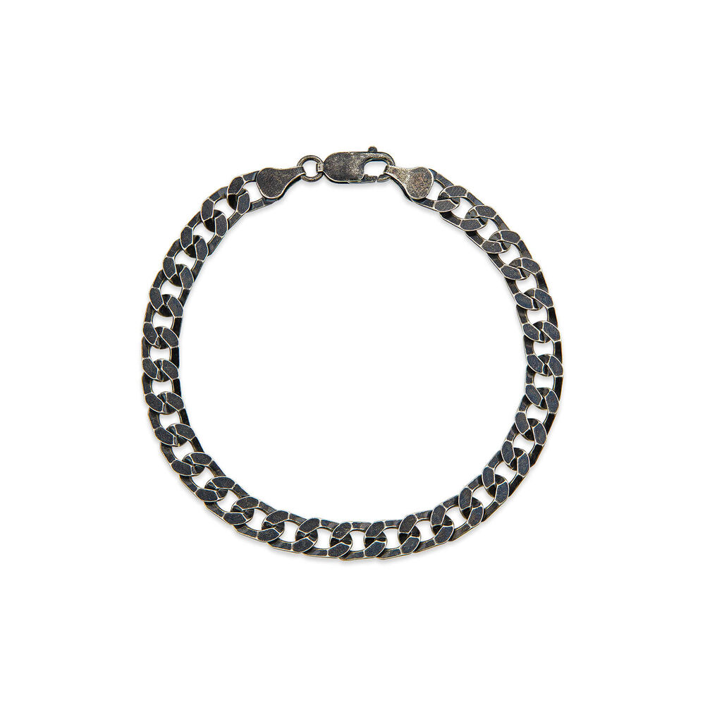 Sterling Silver Ruthenium Plated Curbed Bracelet image number 0