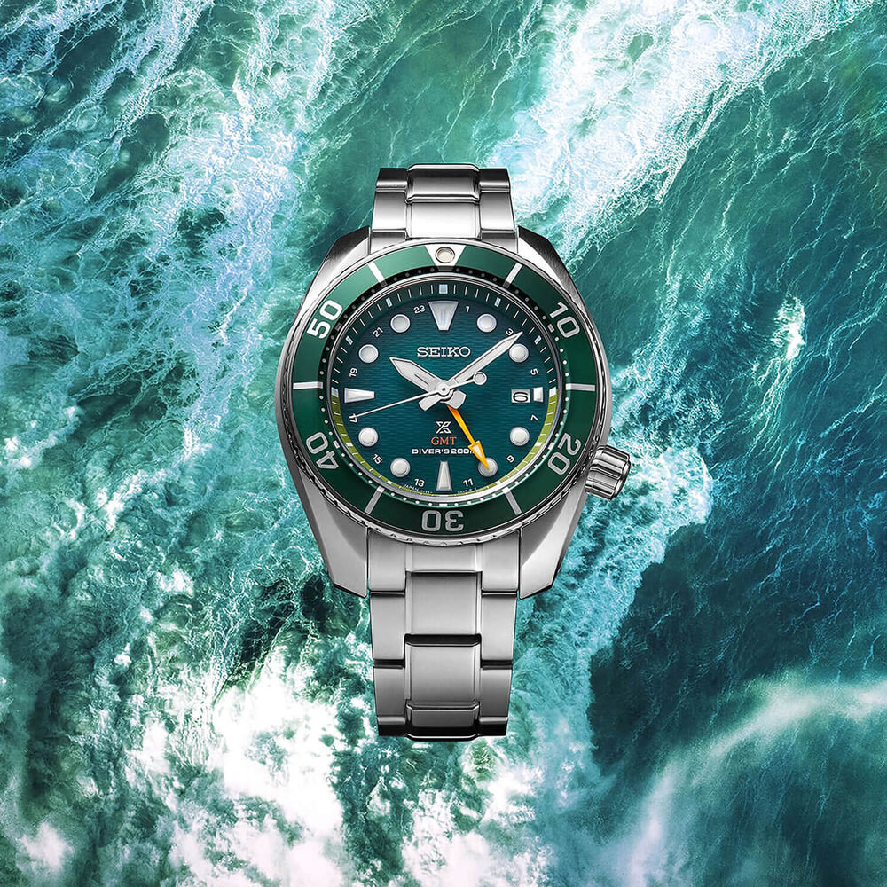 Seiko Prospex Seascape 'SUMO' Solar GMT Diver 45mm Green Dial Watch image number 3