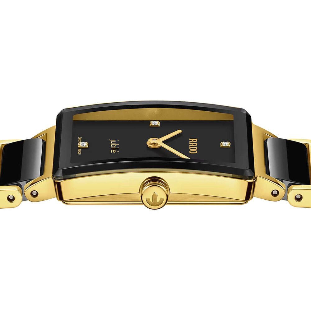 Rado Integral Diamonds 23mm Black Dial Diamond Dots Gold PVD Steel & Ceramic Bracelet Watch